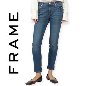 FRAME | W29 L26 | Le Garcon Straight Leg Mid-Rise Jeans in Othello Blue LGJ151